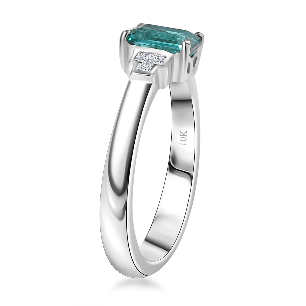 Epic Deal Luxoro 10K White Gold Premium Pirineu Lagoon Tourmaline, Diamond (I1) Ring (Size 7.0) 1.10 ctw image number 3