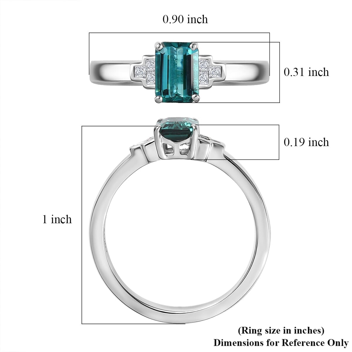 Epic Deal Luxoro 10K White Gold Premium Pirineu Lagoon Tourmaline, Diamond (I1) Ring (Size 7.0) 1.10 ctw image number 5