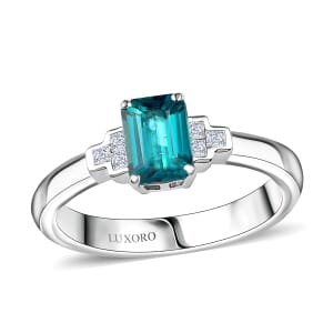Luxoro Premium Pirineu Lagoon Tourmaline, Diamond I1 1.10 ctw Aqua Luxe Ring in 10K White Gold (Size 7.0)