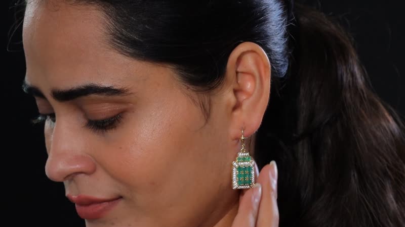 Mozambique Ruby and White Zircon 6.15 ctw Earrings in 18K Vermeil Yellow Gold Over Sterling Silver