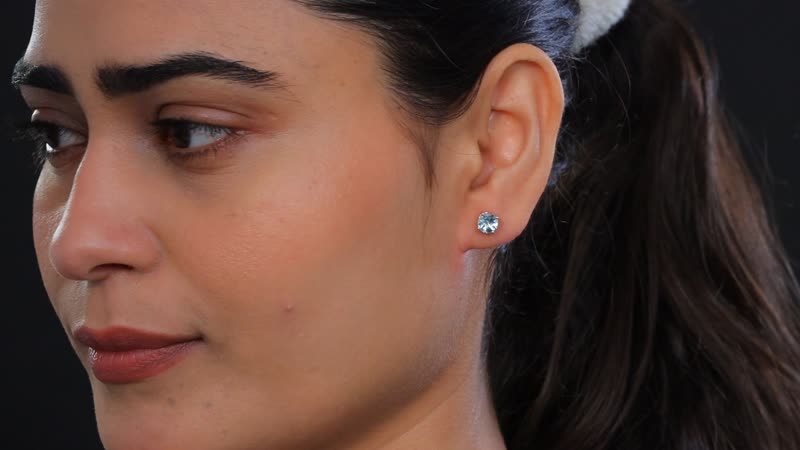 Luxoro Premium Mangoro Aquamarine 1.40 ctw Solitaire Stud Earrings in 10K White Gold