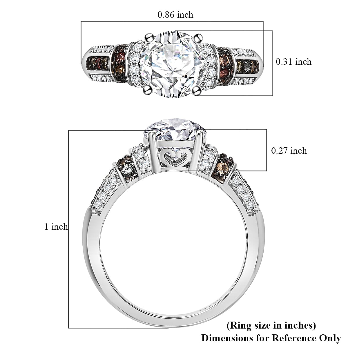 D'Joy Moissanite (Rnd 7.5mm), Multi Sapphire Ring in Rhodium Over Sterling Silver (Size 7.0) 2.00 ctw image number 5