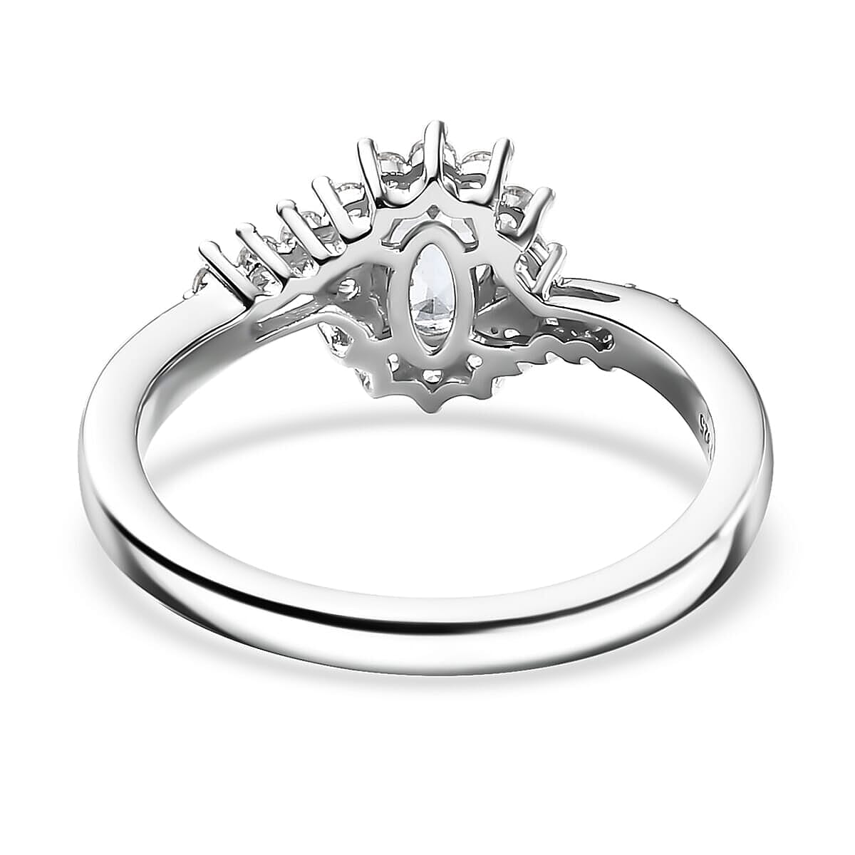 D'Joy Premium Mangoro Aquamarine and White Zircon 0.75 ctw Ocean Wave Ring in Rhodium Over Sterling Silver (Size 10.0)