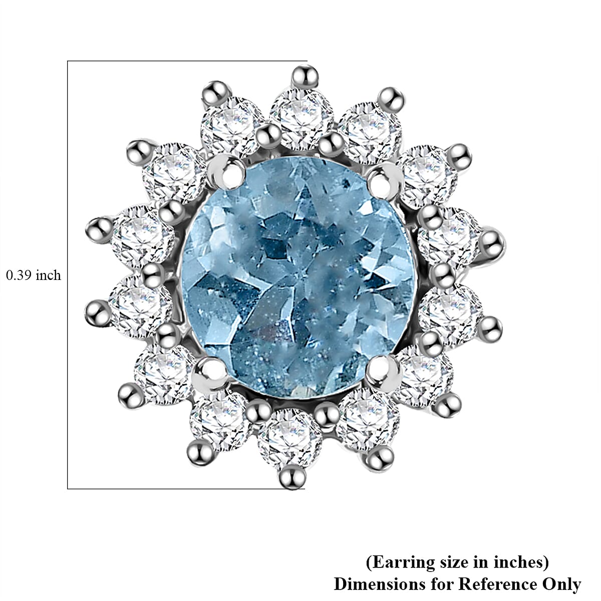 D'Joy Mangoro Aquamarine and White Zircon 1.20 ctw Aqua Sunburst Earrings in Rhodium Over Sterling Silver