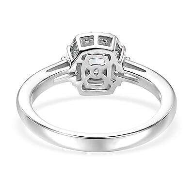 D'Joy Premium Mangoro Aquamarine and White Zircon 0.70 ctw Ocean Serenity Ring in Rhodium Over Sterling Silver (Size 10.0)