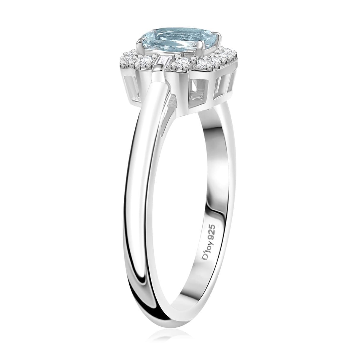 D'Joy Premium Mangoro Aquamarine and White Zircon 0.70 ctw Ocean Serenity Ring in Rhodium Over Sterling Silver (Size 8.0) image number 3