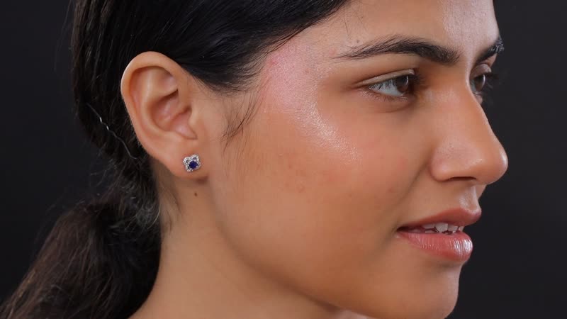 D'Joy AAA Kashmir Kyanite and White Zircon 1.00 ctw Starburst Earrings in Rhodium Over Sterling Silver