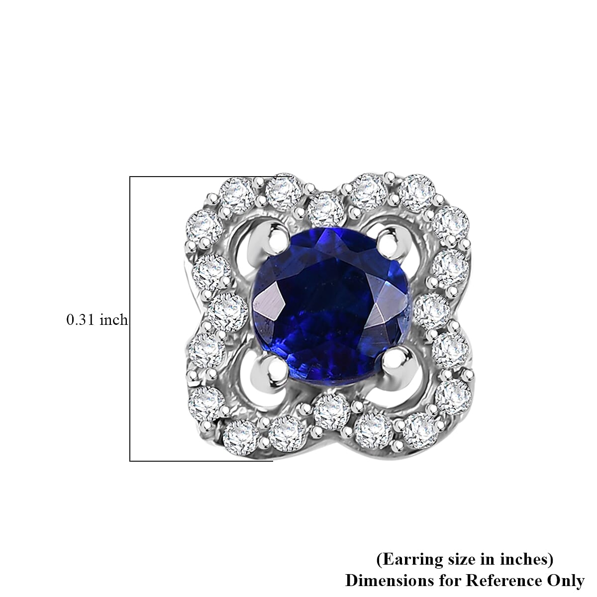 D'Joy AAA Kashmir Kyanite and White Zircon 1.00 ctw Starburst Earrings in Rhodium Over Sterling Silver