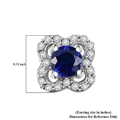 D'Joy AAA Kashmir Kyanite and White Zircon 1.00 ctw Starburst Earrings in Rhodium Over Sterling Silver