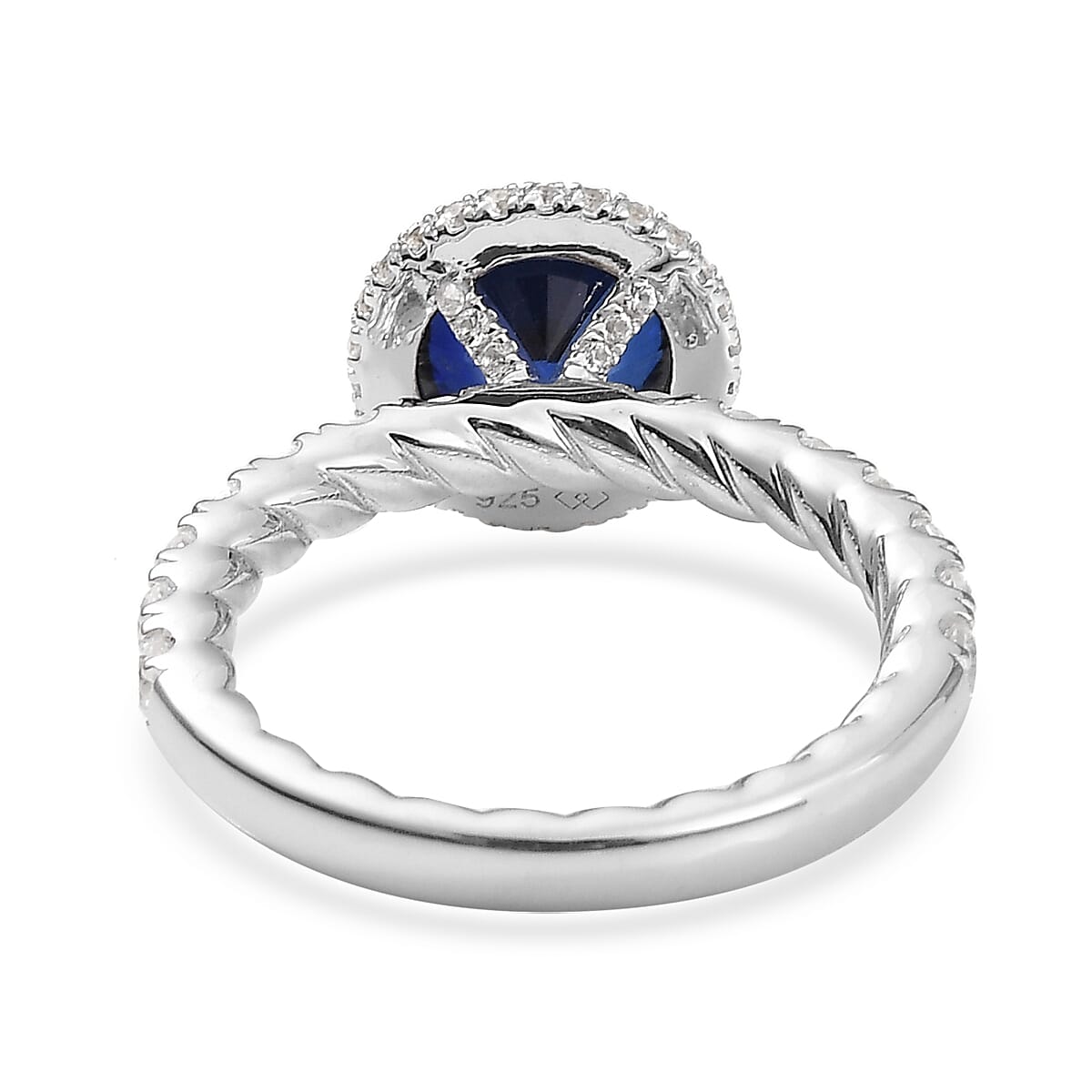 Lab Created Blue and White Sapphire 3.50 ctw Ring in Rhodium Over Sterling Silver (Size 7.0)