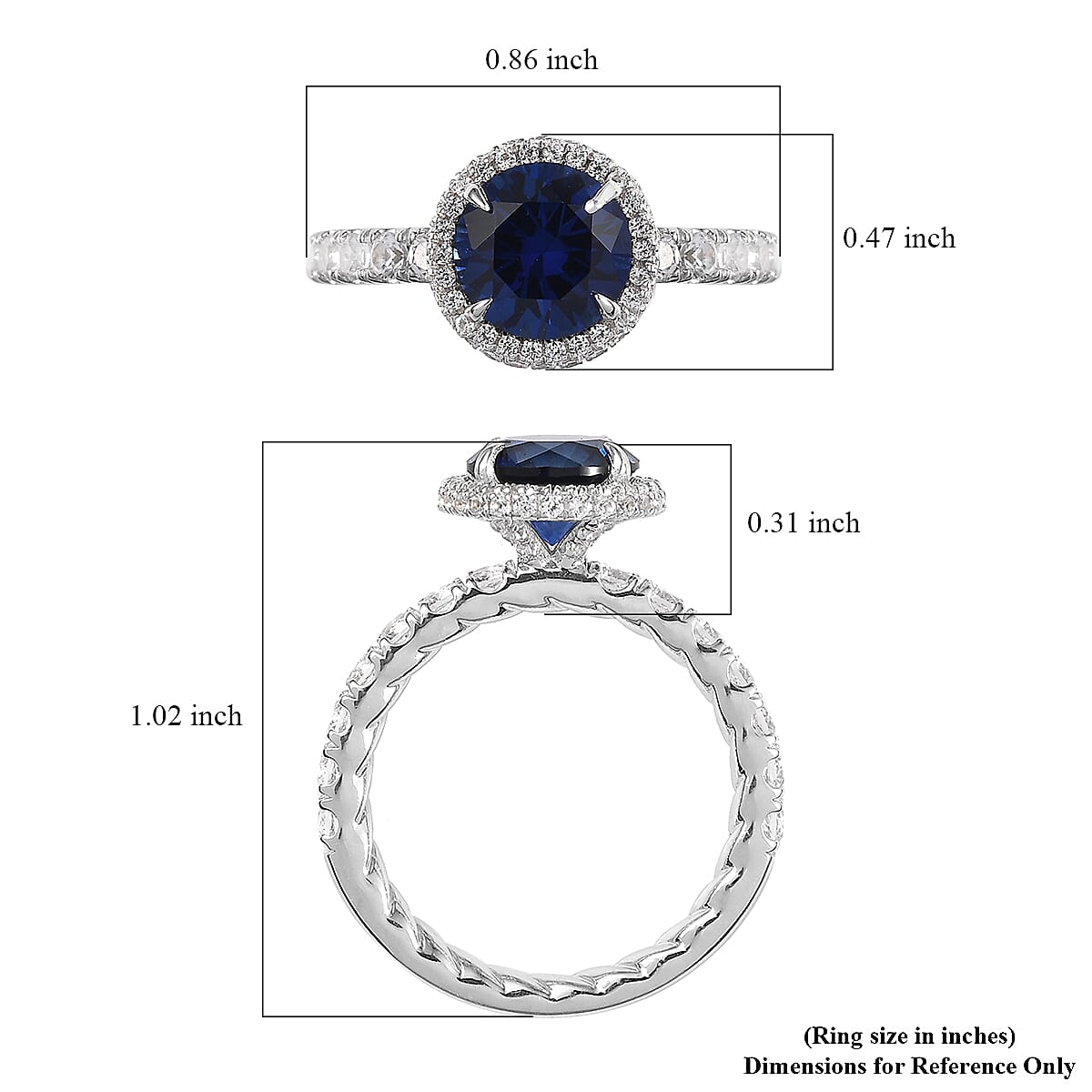 Lab Created Blue and White Sapphire 3.50 ctw Ring in Rhodium Over Sterling Silver (Size 7.0)