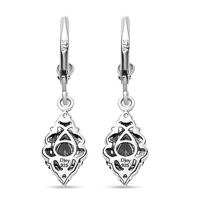D'Joy Premium Mangoro Aquamarine and White Zircon 1.25 ctw Victorian Drop Earrings in 18K Vermeil YG and Rhodium Over Sterling Silver
