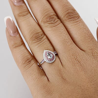 D'Joy Premium Mangoro Aquamarine and Multi Gemstone 0.80 ctw Ocean Empress Ring in 18K Vermeil RG and Rhodium Over Sterling Silver (Size 10.0)