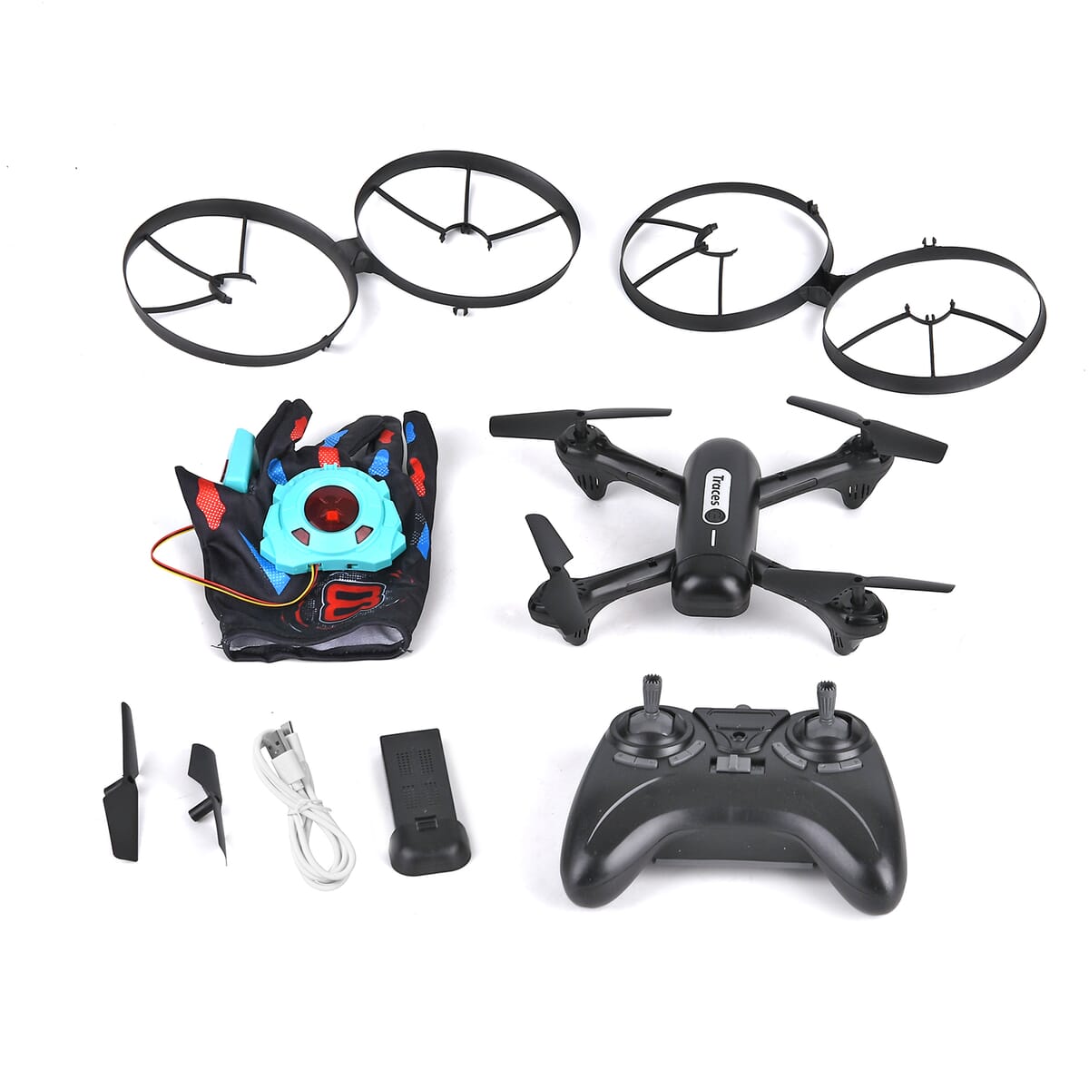 Black 4-Axis Aerocraft Remote Control Toy with Remote and Gloves image number 0