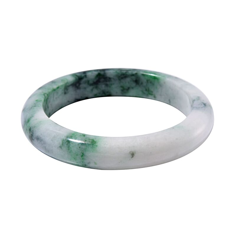 Natural Bi-Color Jade 270.00 ctw Bangle Bracelet (6.75 In)