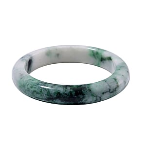 Natural Bi-Color Jade 260 ctw Bangle Bracelet (7.0 In)