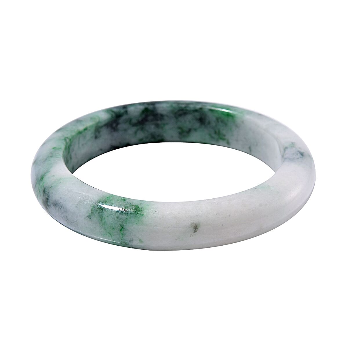 Natural Bi-Color Jade 260 ctw Bangle Bracelet (7.0 In) image number 2