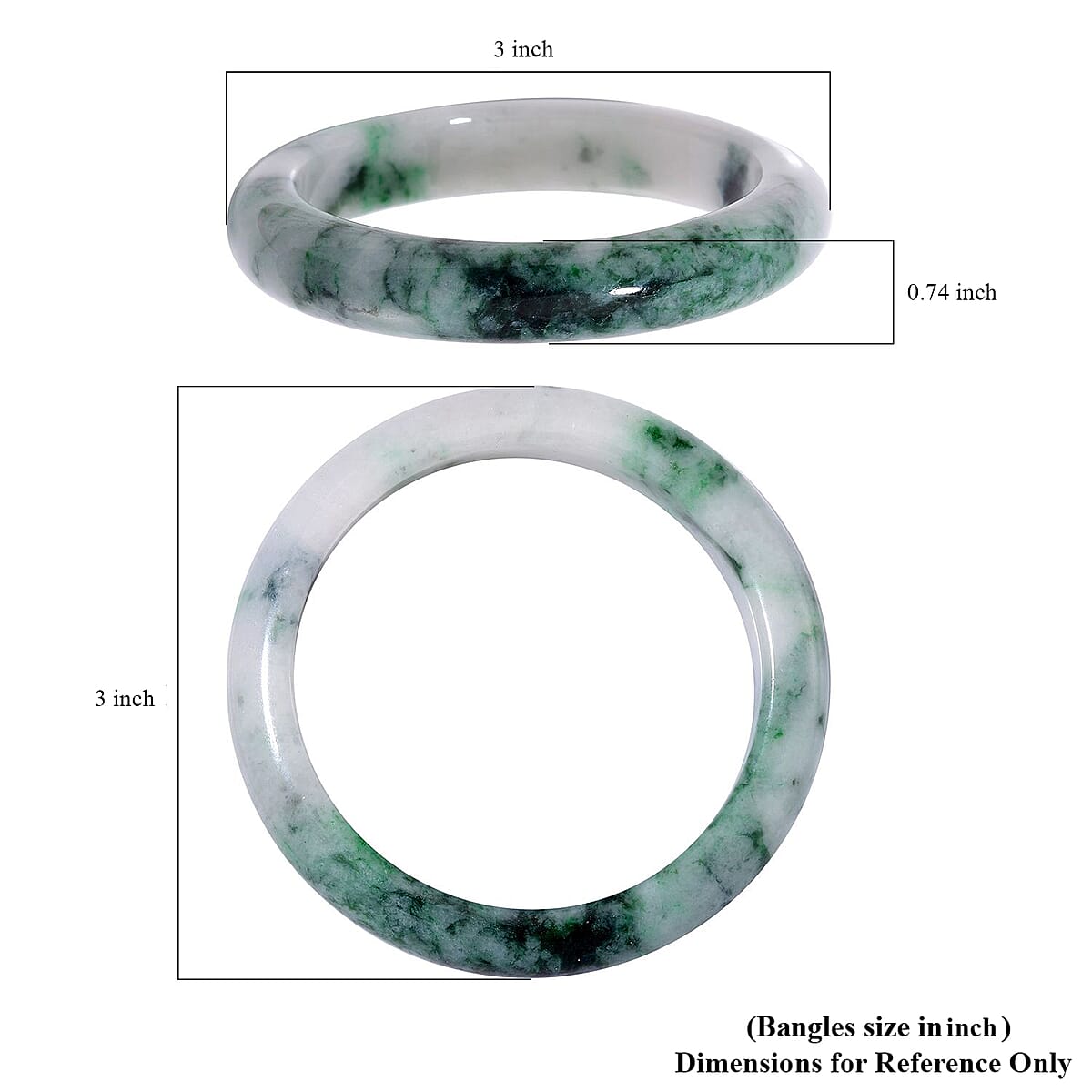 Natural Bi-Color Jade 260 ctw Bangle Bracelet (7.0 In) image number 3