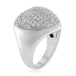 Simulated Diamond Heart Ring in Silvertone (Size 10.0)
