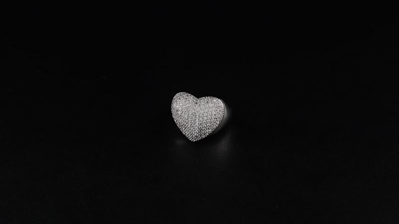 Simulated Diamond Heart Ring in Silvertone (Size 10.0) 3.00 ctw