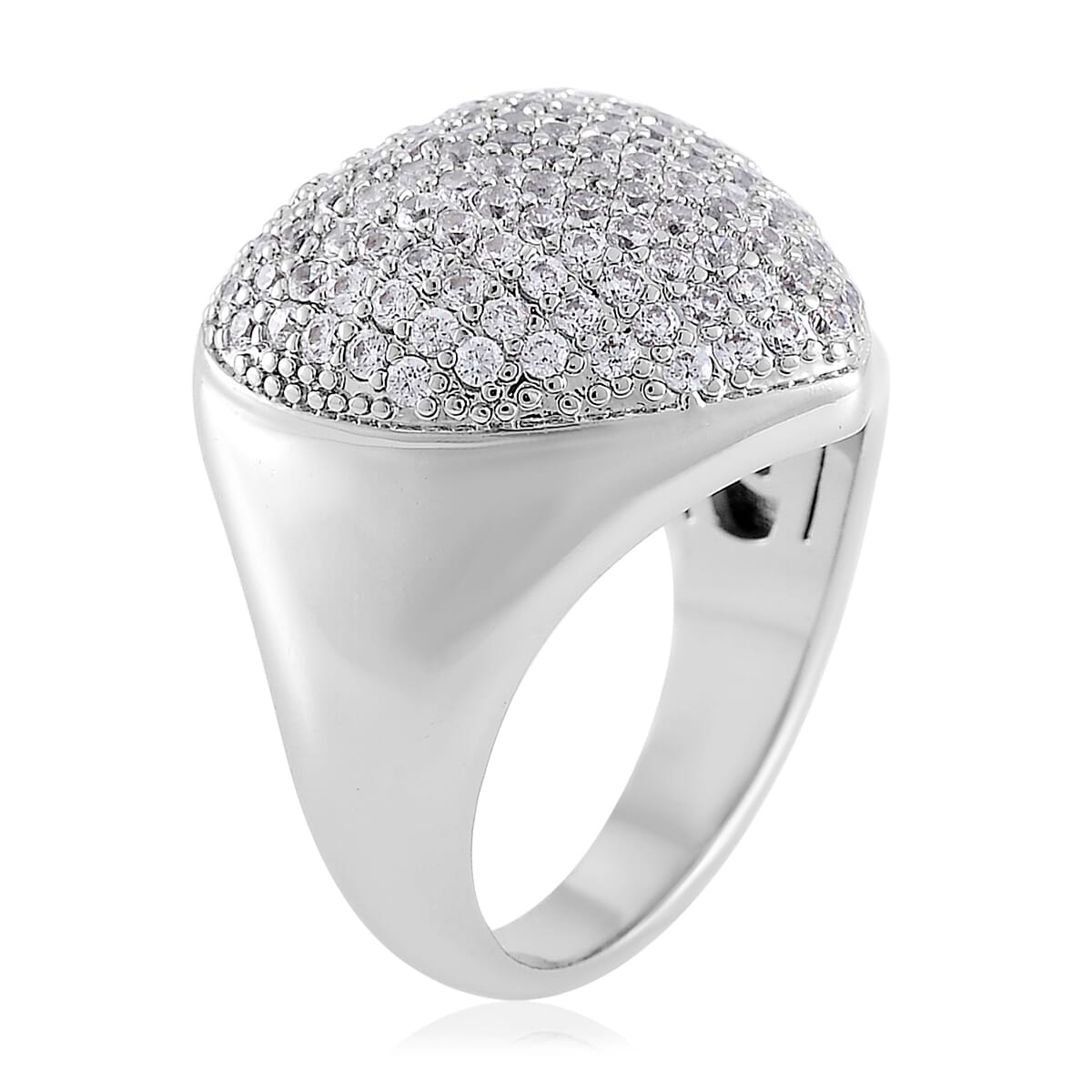 Simulated Diamond Heart Ring in Silvertone (Size 10.0) 3.00 ctw image number 3