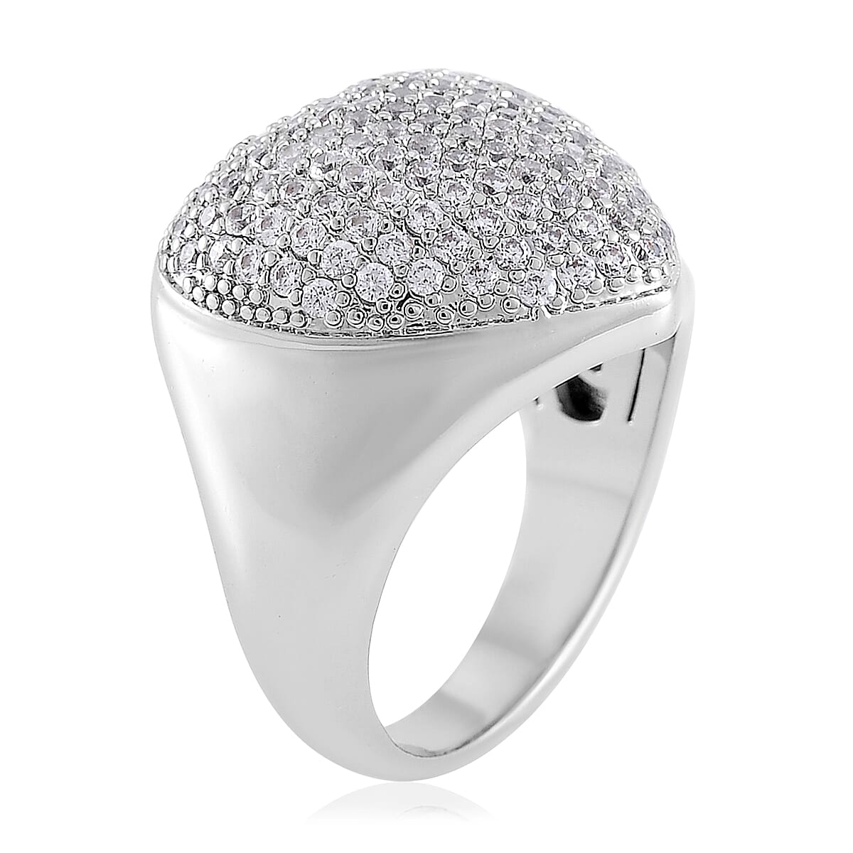 Simulated Diamond 3.00 ctw Heart Ring in Silvertone (Size 8.0)  image number 3