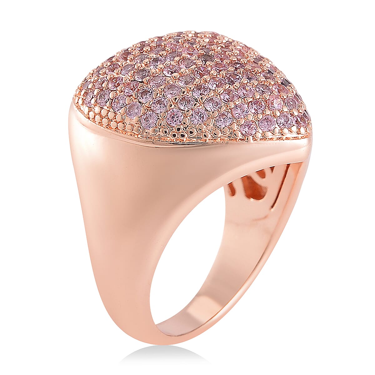 Simulated Pink Diamond Heart Ring in Rosetone (Size 10.0)