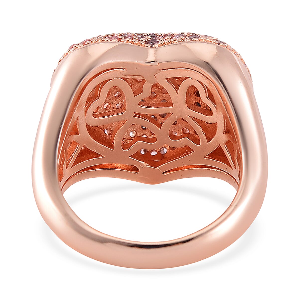 Simulated Pink Diamond Heart Ring in Rosetone (Size 10.0)