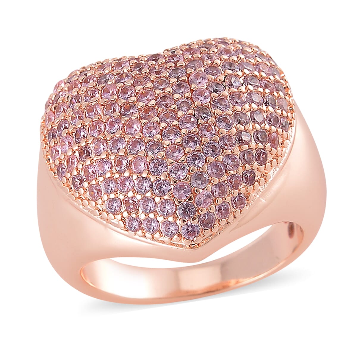 Simulated Pink Diamond 3.00 ctw Heart Ring in Rosetone (Size 6.0)  image number 0