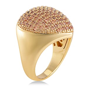 Simulated Champagne Color Diamond Heart Ring in Goldtone (Size 10.0)