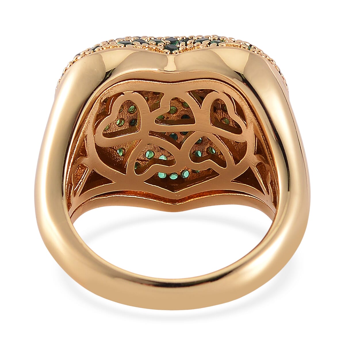 Simulated Green Diamond 3.00 ctw Heart Ring in Goldtone (Size 6.0)  image number 4