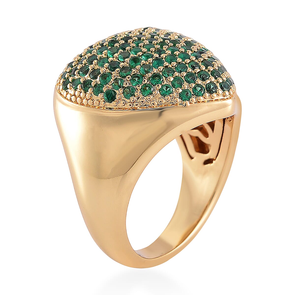 Simulated Green Diamond 3.00 ctw Heart Ring in Goldtone (Size 8.0)  image number 3