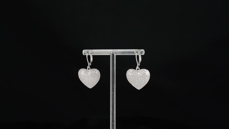Simulated Diamond 240.00 ctw Heart Lever Back Earrings in Silvertone