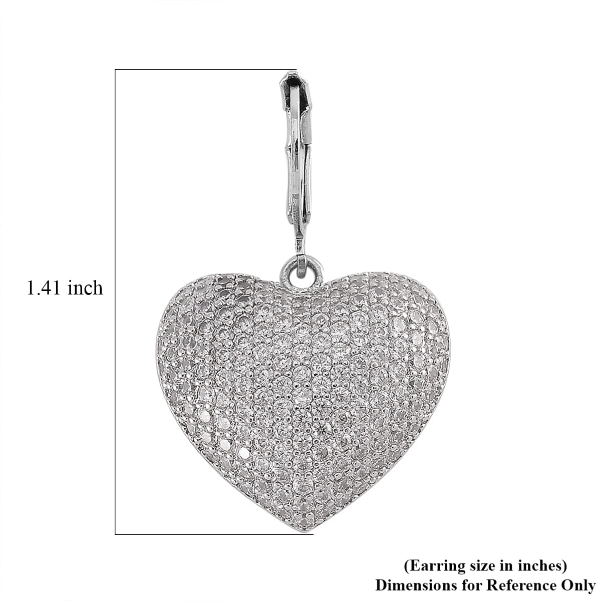 Simulated Diamond 240.00 ctw Heart Lever Back Earrings in Silvertone image number 5