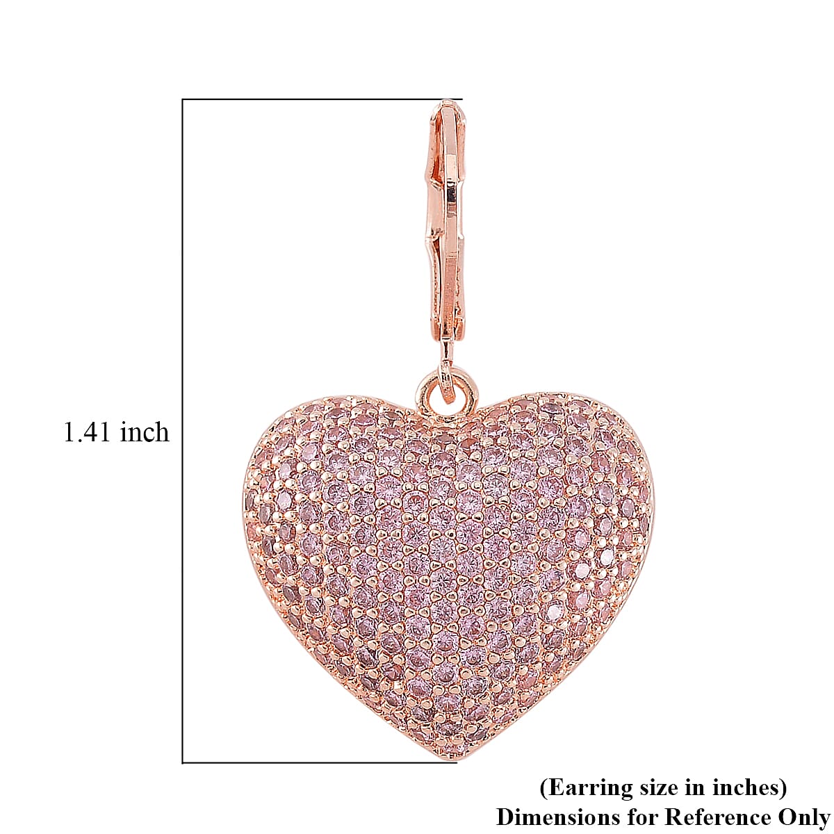 Simulated Pink Diamond 240.00 ctw Heart Lever Back Earrings in Rosetone  image number 5