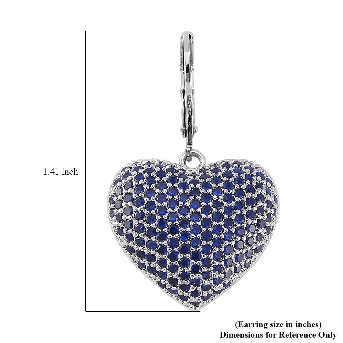 Simulated Blue Diamond 240.00 ctw Heart Lever Back Earrings in Silvertone  image number 5