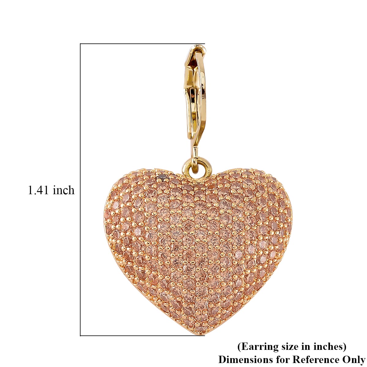 Simulated Champagne Color Diamond 240.00 ctw Heart Lever Back Earrings in Goldtone  image number 5