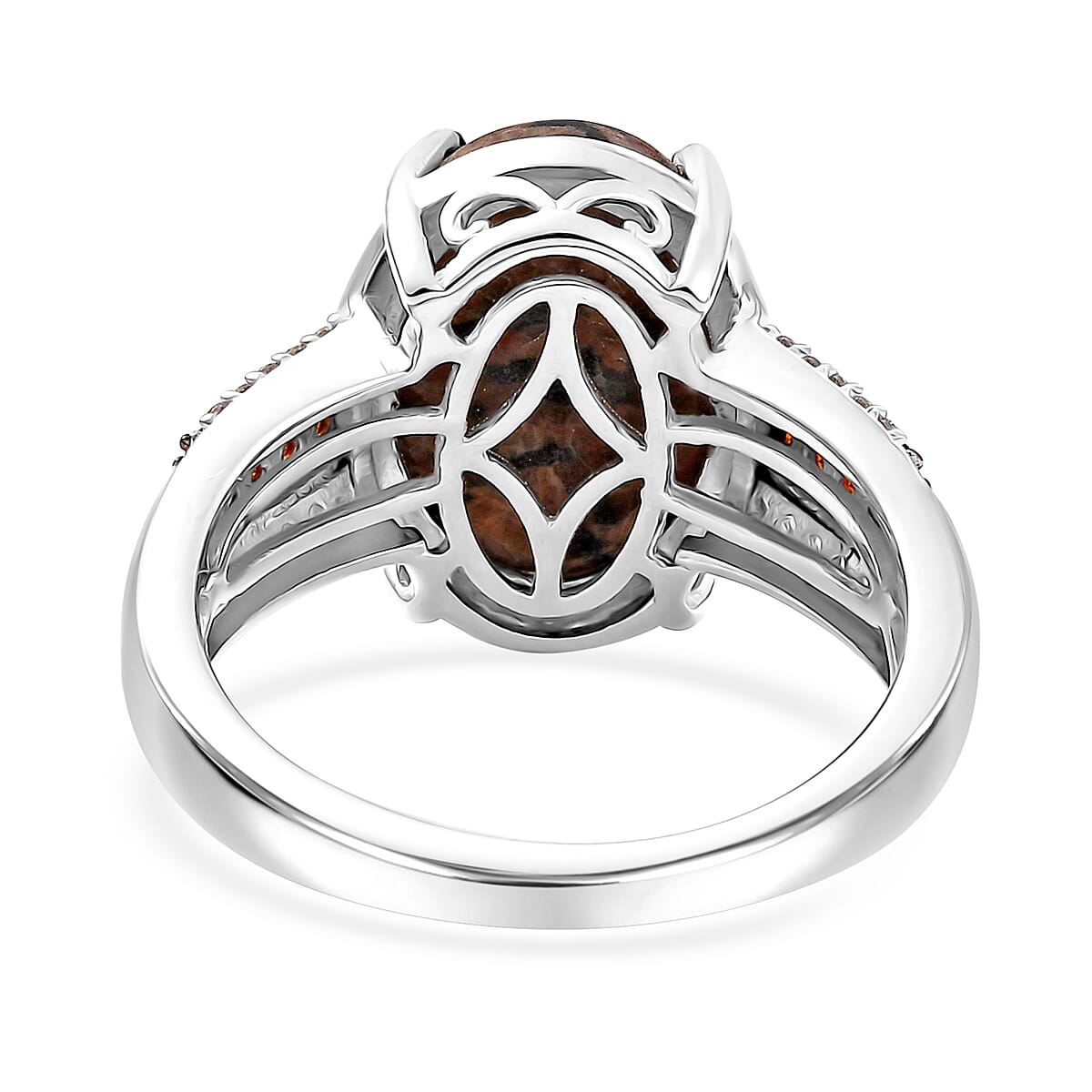 D'Joy Natural Yooperlite and Multi Gemstone 6.00 ctw Lunar Glow Ring in Rhodium Over Sterling Silver (Size 10.0) with Free UV Flash Light 