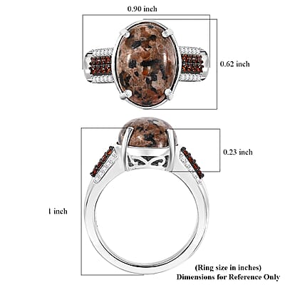 D'Joy Natural Yooperlite and Multi Gemstone 6.00 ctw Lunar Glow Ring in Rhodium Over Sterling Silver (Size 10.0) with Free UV Flash Light 