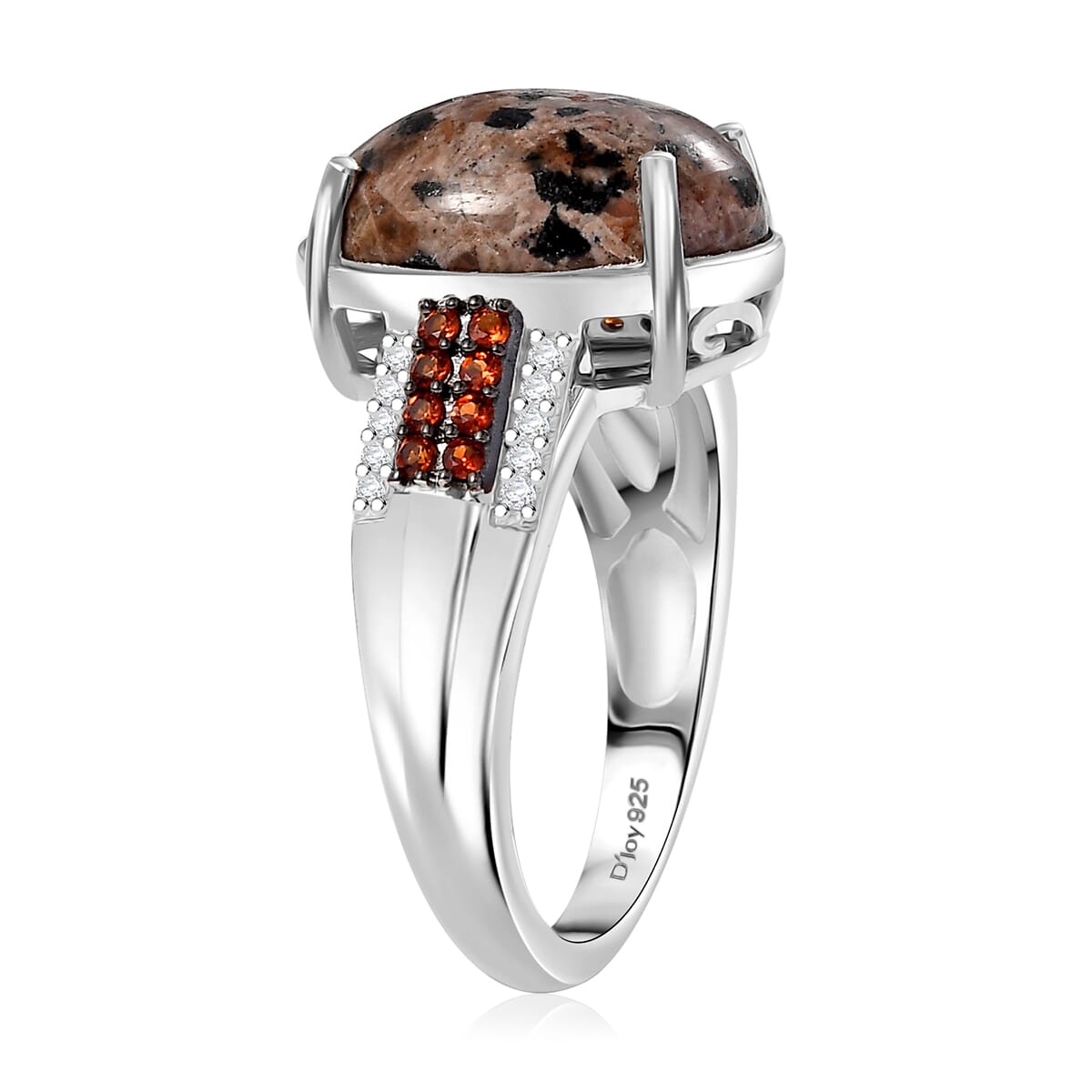 D'Joy Natural Yooperlite and Multi Gemstone 6.00 ctw Lunar Glow Ring in Rhodium Over Sterling Silver (Size 7.0) with Free UV Flash Light  image number 3