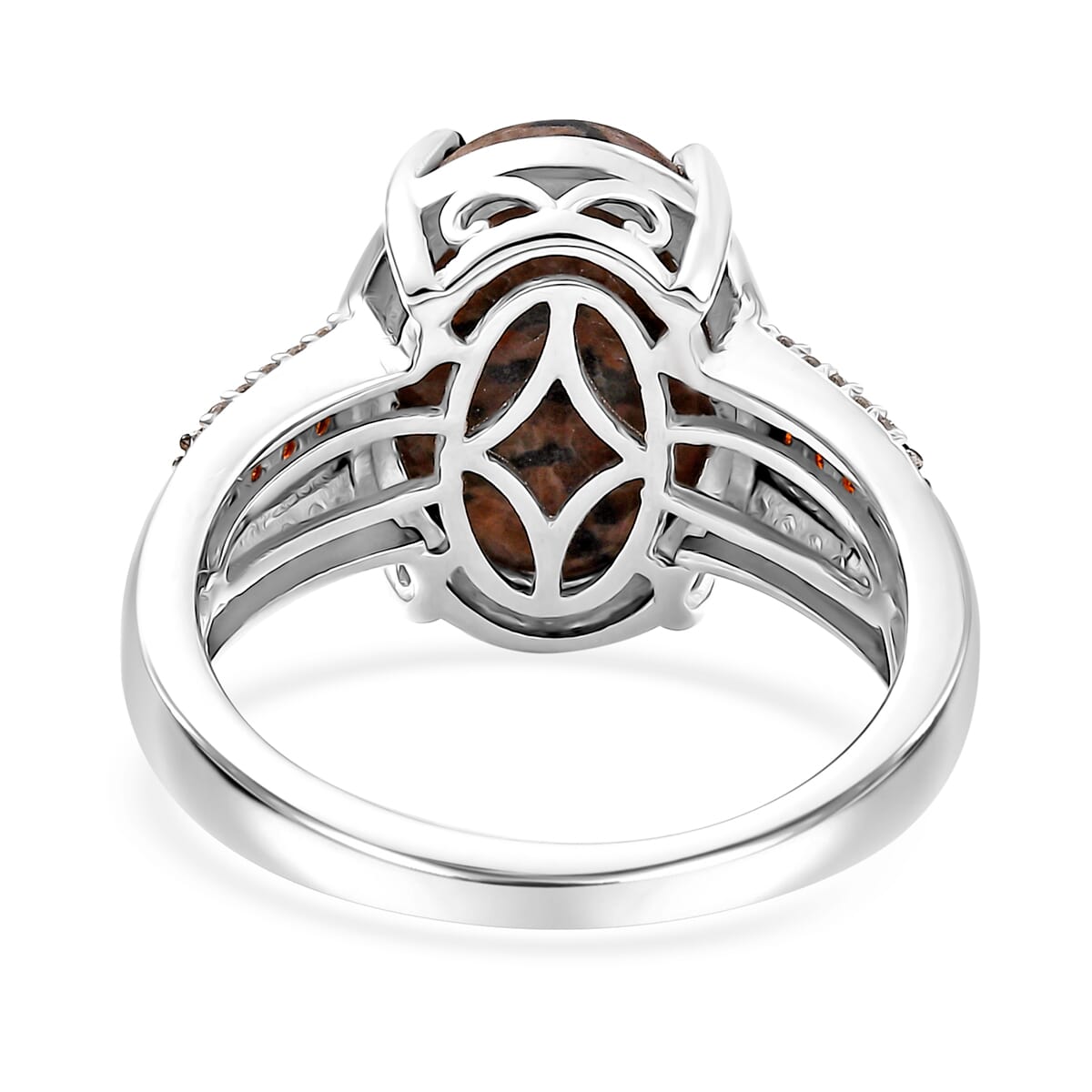 D'Joy Natural Yooperlite and Multi Gemstone 6.00 ctw Lunar Glow Ring in Rhodium Over Sterling Silver (Size 9.0) with Free UV Flash Light  image number 4