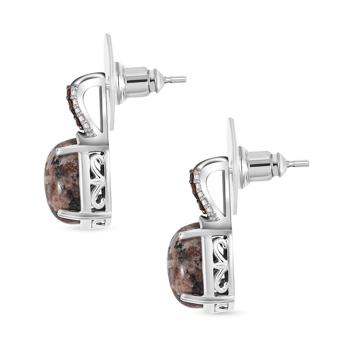 D'Joy Natural Yooperlite and Multi Gemstone 7.70 ctw Lunar Glow Earrings in Rhodium Over Sterling Silver with Free UV Flash Light image number 4