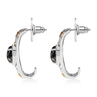Karis Natural Yooperlite 5.75 ctw Baroque Majesty Earrings in 18K YG Plated and Platinum Bond with Free UV Flash Light