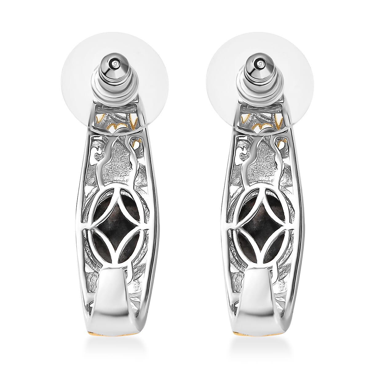 Karis Natural Yooperlite 5.75 ctw Baroque Majesty Earrings in 18K YG Plated and Platinum Bond with Free UV Flash Light