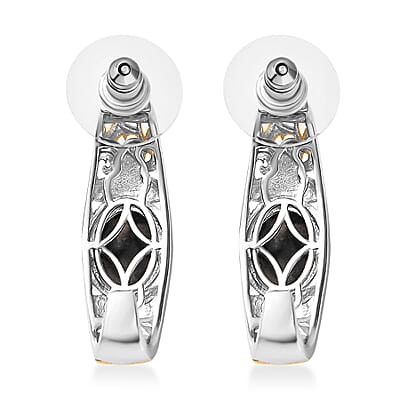 Karis Natural Yooperlite 5.75 ctw Baroque Majesty Earrings in 18K YG Plated and Platinum Bond with Free UV Flash Light