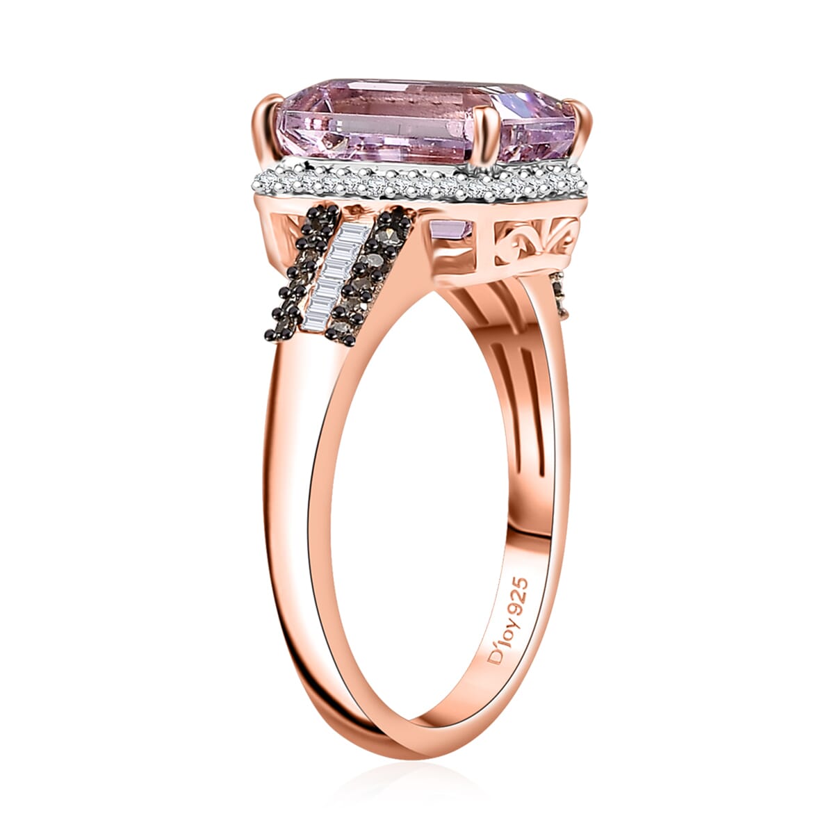 D'Joy Premium Martha Rocha Kunzite, Natural Champagne and White Diamond 4.90 ctw Twilight Blossom Ring in 18K Vermeil Rose Gold Over Sterling Silver (Size 6.0) image number 3