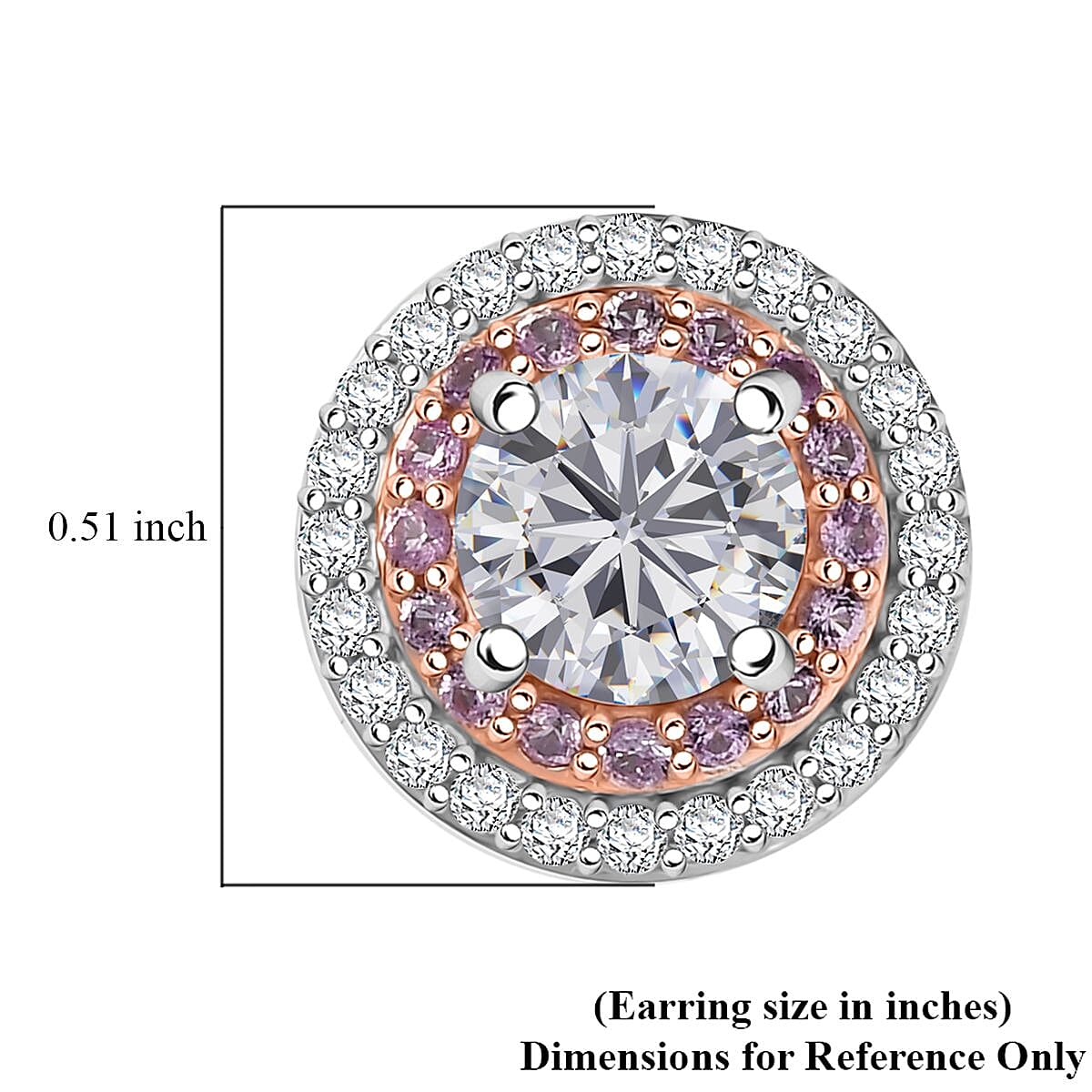 D'Joy 100 Facets Moissanite and Pink Sapphire 2.50 ctw Celestial Halo Earrings in Rhodium Over Sterling Silver image number 5