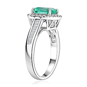 Rhapsody Boyaca Colombian Emerald and E-F VS Diamond 2.20 ctw Halo Ring in 950 Platinum (Size 6.0) 7.50 Grams