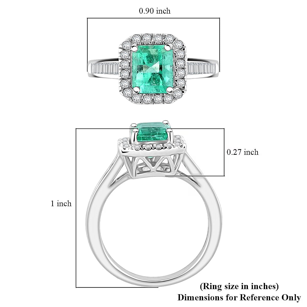 Rhapsody Boyaca Colombian Emerald and E-F VS Diamond 2.20 ctw Halo Ring in 950 Platinum (Size 6.0) 7.50 Grams