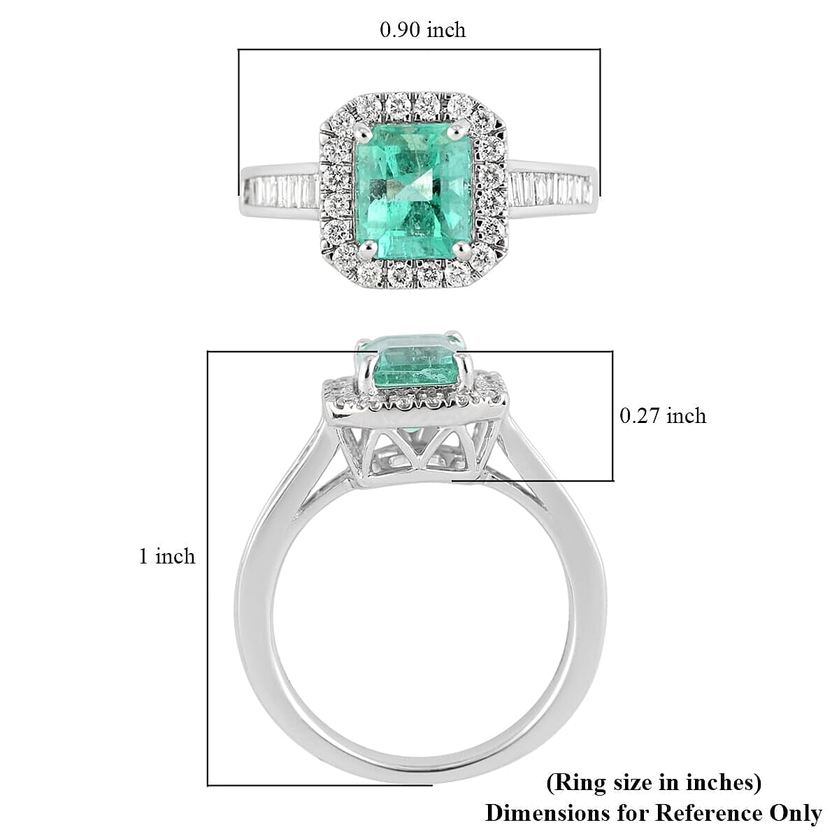 Rhapsody Boyaca Colombian Emerald and E-F VS Diamond 2.20 ctw Halo Ring in 950 Platinum (Size 6.0) 7.50 Grams image number 5